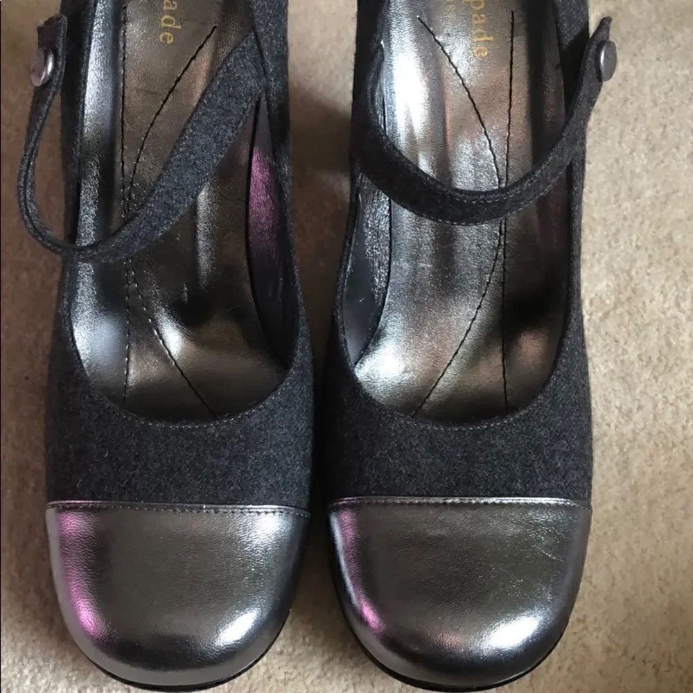 Like New Kate Spade Wool Round Toe Heels 8.5 - Picture 7 of 8